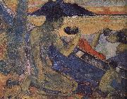 Paul Gauguin A single-plank bridge oil on canvas